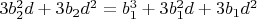 $3b_2^2d+3b_2d^2=b_1^3+3b_1^2d+3b_1d^2$