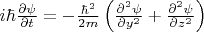 $i\hbar \frac{\partial \psi}{\partial t}=-\frac{\hbar^2}{2m} \left( \frac{\partial^2 \psi}{\partial y^2}+\frac{\partial^2 \psi}{\partial z^2} \right) $