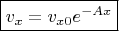 $$\boxed{v_x=v_{x0}e^{-Ax}}$$