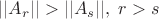 $ || A_r || > || A_s ||, \; r > s $