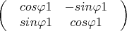 $$\begin{pmatrix}                
 & cos\varphi1 & -sin\varphi1 & \\  
 & sin\varphi1 & cos\varphi1& \\         
\end{pmatrix}$$