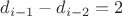 $d_{i-1}-d_{i-2}=2$