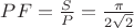 $PF=\frac{S}{P} = \frac{\pi}{2\sqrt{2}}$