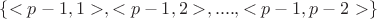 $\left\{ <p-1, 1>, <p-1,2>, ...., <p-1, p-2> \right\}$ $\left\{ <p-1, 1>, <p-1,2>, ...., <p-1, p-2> \right\}$