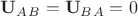 $\mathbf{U}_A_B = \mathbf{U}_B_A = 0$
