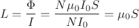 $$ L = \frac{\Phi }{I} = \frac{ N \mu_0 I_0 S} {N I_0} = \mu_0 S $$