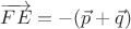 $\overrightarrow{FE}=-(\vec{p}+\vec{q})$ $\overrightarrow{FE}=-(\vec{p}+\vec{q})$