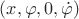 $(x,\varphi,0,\dot\varphi)$