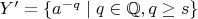 $Y'=\{a^{-q}\mid q\in\mathbb{Q},q\ge s\}$