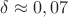 $\delta  \approx 0,07$