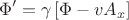 $$
\Phi' = \gamma\left[\Phi - vA_x \right]
$$