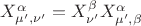 $X^{\alpha}_{\mu',\nu'}=X^{\beta}_{\nu'}X^{\alpha}_{\mu',\beta}$