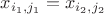$x_{i_1,j_1}=x_{i_2,j_2}$