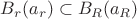 $B_r(a_r) \subset B_R(a_R)$