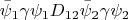 $$
\bar{\psi}_1\gamma\psi_1 D_{12} \bar{\psi}_2\gamma\psi_2
$$