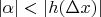$\left|\alpha\right| < \left|h(\Delta x)\right|$