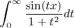 $$\int_0^\infty \frac{\sin (tx)}{1+t^2}dt$$
