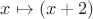 $x\hm\mapsto(x+2)$
