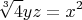 $$\sqrt[3]{4} yz = x^2$$
