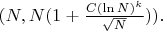 $(N,N(1+\frac{C(\ln N)^k}{\sqrt N})).$