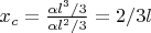 $ x_{c} = \frac{\alpha l^3/3}{\alpha l^2 /3}  =2/3 l $