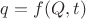 $q=f(Q, t)$ $q=f(Q, t)$