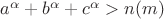 $a^\alpha+b^\alpha+c^\alpha>n(m)$