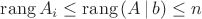$\mathrm{rang}\,A_i\le \mathrm{rang} \,(A\,|\,b)\le n$