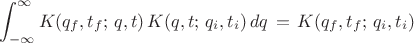 $$\int_{-\infty}^{\infty}K(q_f,t_f;\,q,t)\,K(q,t;\,q_i,t_i)\,dq \,= \, K(q_f,t_f;\,q_i,t_i)$$