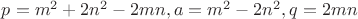 $p=m^2+2n^2-2mn, a=m^2-2n^2, q=2mn$