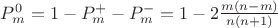 $P^0_m = 1-P^+_m-P^-_m =1-2\frac{m(n-m)}{n(n+1)}$