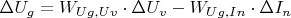 $\Delta U_g=W_{Ug,Uv}\cdot \Delta U_v-W_{Ug,In}\cdot \Delta I_n$