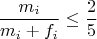 $$\frac{m_i}{m_i+f_i}\leq\frac{2}{5}$$