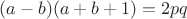 $(a-b)(a+b+1) = 2 p q$