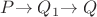 $P $\to Q_{1} $\to Q$