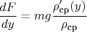 $\dfrac{dF}{dy}=mg\dfrac{\rho'_{\text{ср}}(y)}{\rho_{\text{ср}}}$