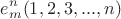 $$e^n_m(1,2,3,...,n)$$