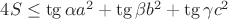 $4S\le{\tg\alpha{a^2}+\tg\beta{b^2}+\tg\gamma{c^2}$