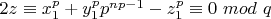 $2z \equiv x_1^p+y_1^p p^{np-1}-z_1^p \equiv 0 $ $mod$ $ q$