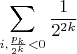 $$ \sum_{i,\frac{p_k}{2^k}<0}\frac{1}{2^{2k}}$$