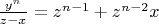$\frac{y^n}{z-x}=z^{n-1}+z^{n-2}x$