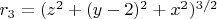 $r_3=(z^2+(y-2)^2+x^2)^{3/2}$
