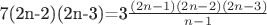 7(2n-2)(2n-3)=3$\frac {(2n-1)(2n-2)(2n-3)}{n-1}$