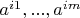 $a^{i1},...,a^{im}$