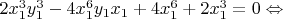 $2x_1^3y_1^3-4x_1^6y_1x_1+4x_1^6+2x_1^3=0 \Leftrightarrow$
