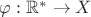 $\varphi: \mathbb{R}^* \to X$