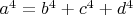 $a^4=b^4+c^4+d^4$