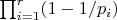 $\prod_{i=1}^{r} (1-1/p_i)$