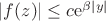 $|f(z)|\leq c\mathrm{e}^{\beta|y|}$