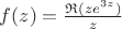 $f(z) = \frac{\mathfrak R(ze^{3z})}{z} $